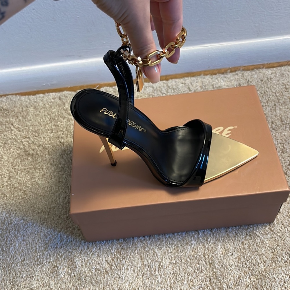 Public Desire Chain Ankle, Gold Accented Stilleto